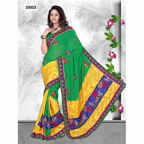 Trendy Chiffon Brasso Embroidered Saree At Best Price In Surat