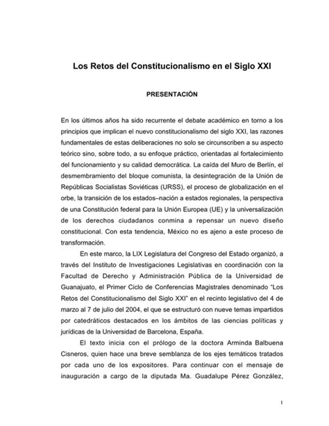 Los Retos Del Constitucionalismo En El Siglo XXI