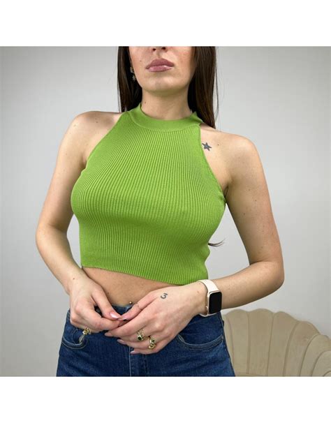 Crop Top Halter Verde