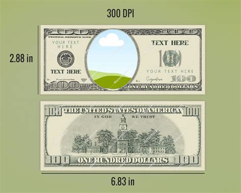 100 Dollar Bill Template, Custom Game Party Play Money, Add Your Text ...