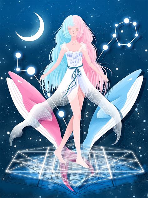 Gambar Bintang Ilustrasi Pisces Konstelasi Pisces Ikan Gambar