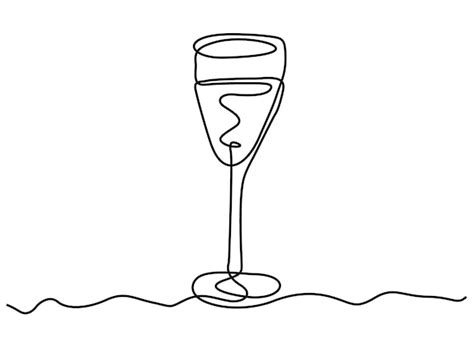 Dibujo continuo de una línea de dos vasos de vino tinto Concepto lineal