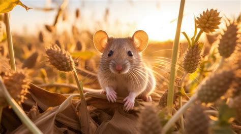 Premium AI Image | a field mouse in its natural habitat nibbling on a ...