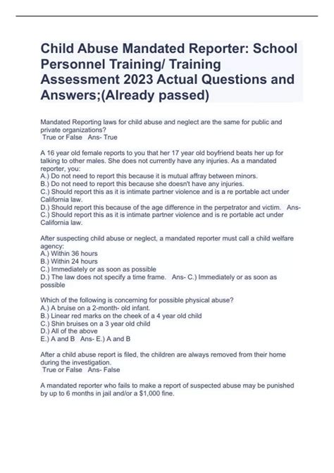 Child Abuse Mandated Reporter: School Personnel Training/ Training