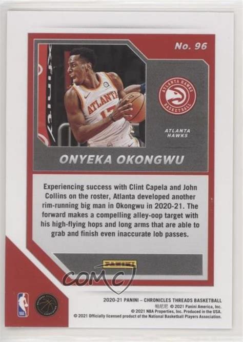 2020 21 Panini Chronicles Threads Bronze Onyeka Okongwu 96 Rookie RC