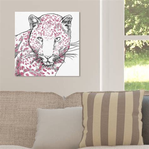 Oliver Gal Glitter Stripes Leopard Pink Animals Wall Art Canvas Print