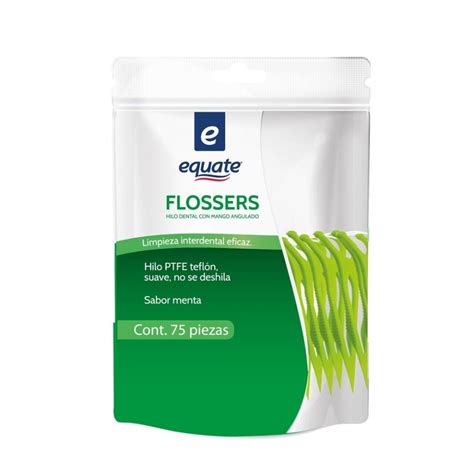 Hilo Dental Equate Flossers Con Mango Angulado 75 Pzas Walmart