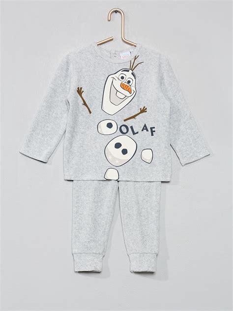 Pyjama La Reine Des Neiges En Velours Gris Olaf Kiabi