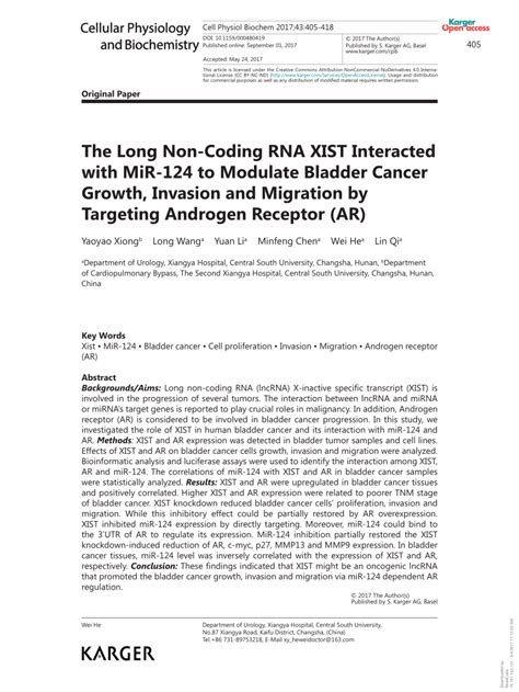 Pdf The Long Non Coding Rna Xist Interacted With Mir 124 To Modulate