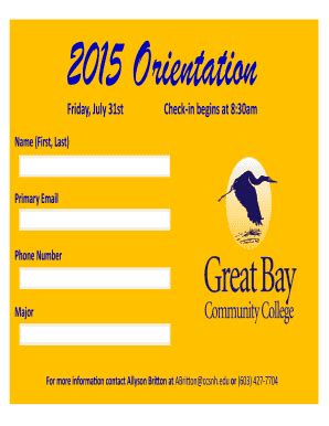 Fillable Online Greatbay Orientation Great Bay Community College