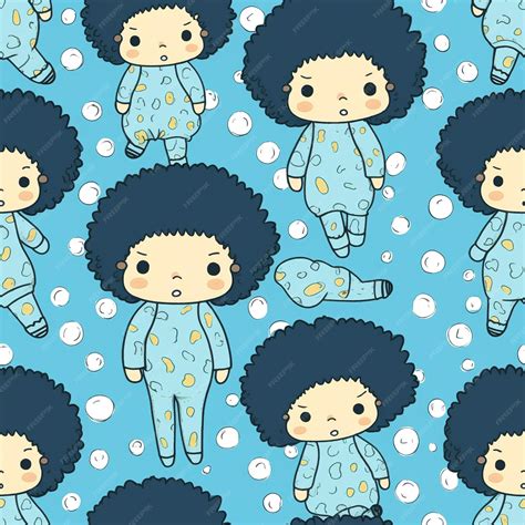 Premium AI Image | Seamless pattern of a cute little girls in pajamas.