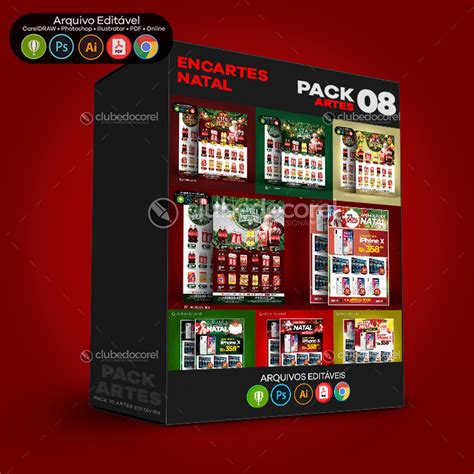 Encarte Natal Supermercado Pack 08 Artes Modelos Templates CDR E PSD