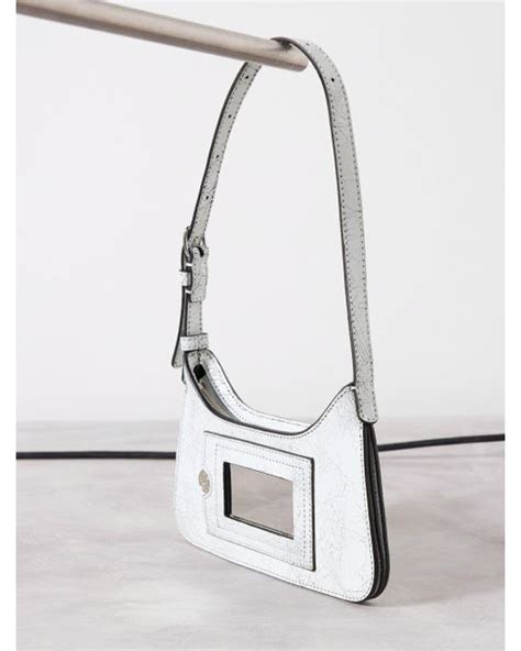 Acne Studios Platt Micro Cracked Leather Shoulder Bag In White Lyst