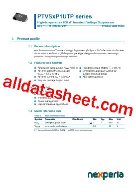 C6 Marking PTVS5V0P1UTP Datasheet PDF Nexperia B V All Rights Reserved