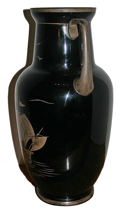 Black Glass Vase With Silver Decoration For Sale At Stdibs Black And