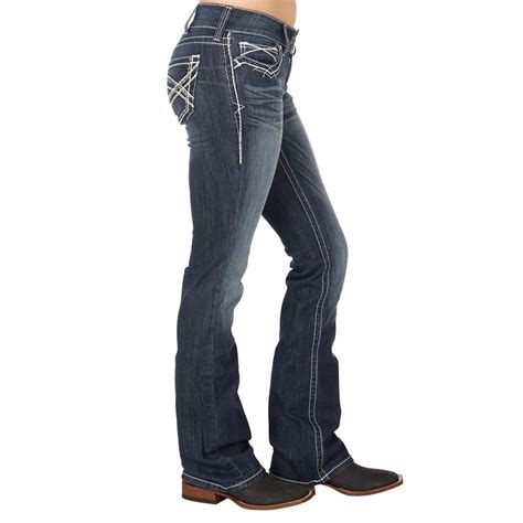 Ariat Womens R E A L Entwined Mid Rise Stretch Boot Cut Jeans