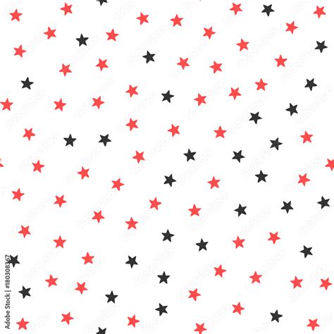 Black and red stars on white background. Seamless pattern. Stock Vector ...