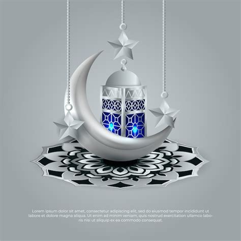 Eid Al Adha Mubarak Islamique 3d Lampe De Lune Bleue étoile Et