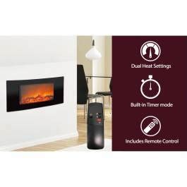 In Callisto Curved Wall Mount Electric Fireplace With Crystal