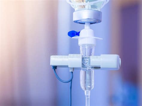 Iv Saline Bag Infusion Set And Bottle On A Pole Stock Photo Image Of