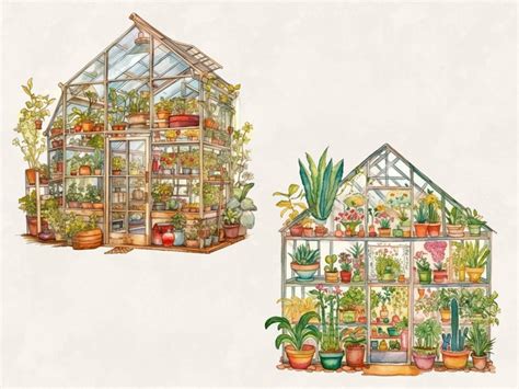 Watercolor Greenhouse Flower Clipart Bundle Wedding Etsy