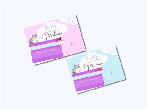 Blue And Pink Midwife Thank You Card Digital Thank You T Card Pink