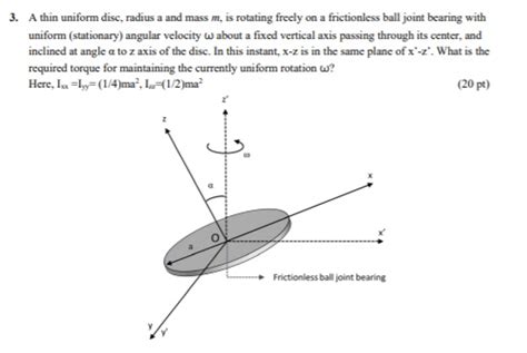 Solved 3 A Thin Uniform Disc Radius A And Mass M Is Chegg