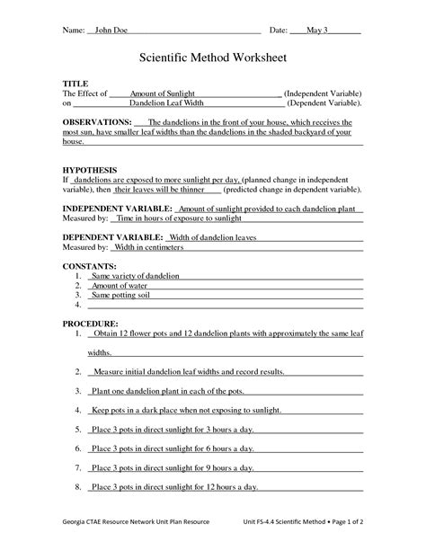 20++ Experimental Design Worksheet Answers – Worksheets Decoomo