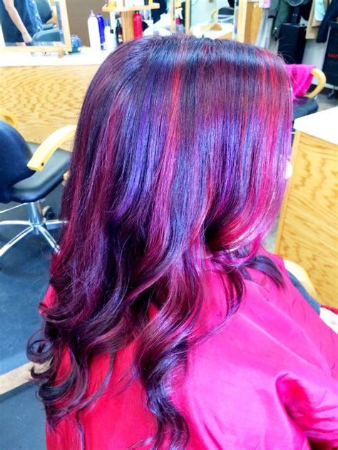 ️purple And Red Highlights By Julina Highlights Hair Styles Red Highlights Long Hair Styles