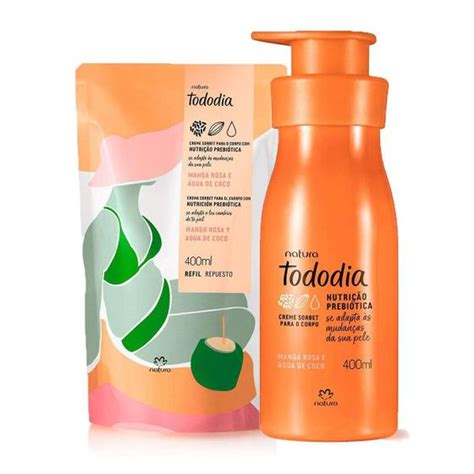 Kit tododia manga rosa e água de coco hidratante e refil NATURA