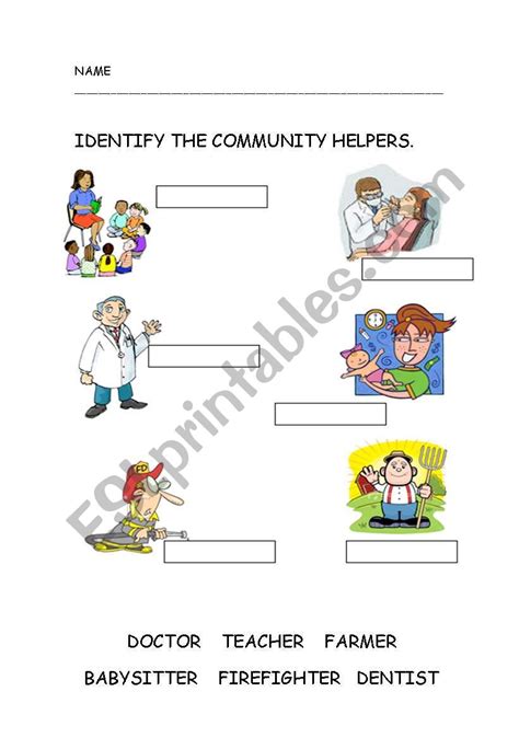 Eslefl Preschool Teachers Esl Community Helpers Worksheets Last