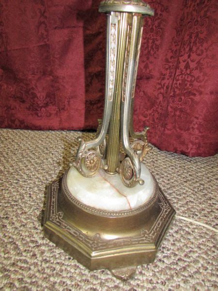 Lot Detail ANTIQUE BRASS FLOOR LAMP WITH MARBLE