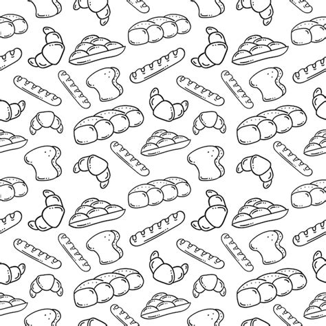 Premium Vector Hand Drawn Bread Or Bakery Seamless Pattern