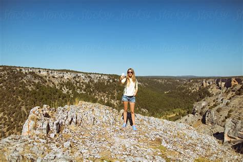Blonde Woman On The Top Of Mountains By Stocksy Contributor Pardina