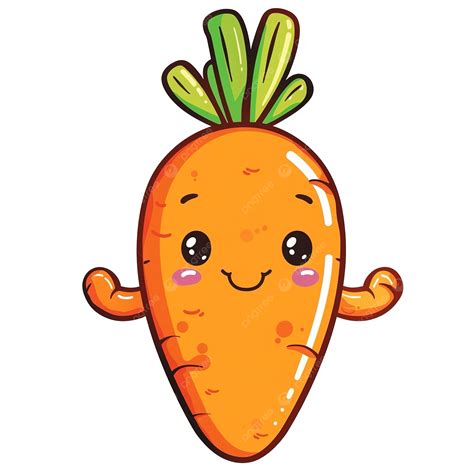 Vector Cute Carrot Vegetable Character Vegetable Kawaii Set Healthy