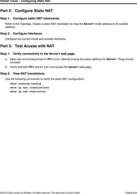 Packet Tracer Configuring Static Nat Instructions