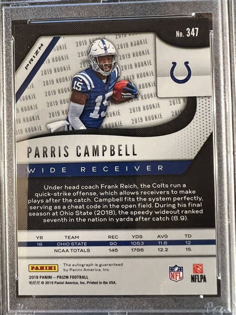 Panini Prizm Rookies Silver Prizm Parris Campbell Rc For