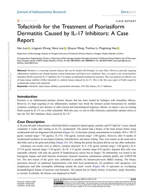 Pdf Tofacitinib For The Treatment Of Psoriasiform Dermatitis Caused