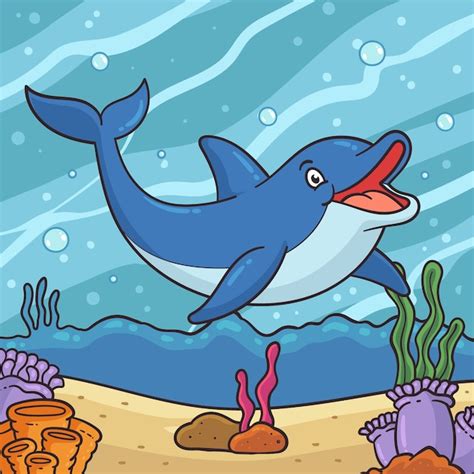 Handgezeichnete Cartoon Delphin Illustration Kostenlose Vektor