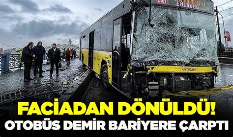 Lastiği patlayan otobüs demir bariyere çarptı Asayiş Nöbetçi