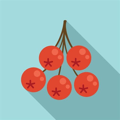 Premium Vector Rowan Fresh Berry Icon Flat Illustration Of Rowan