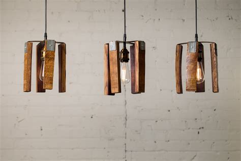 Rustic Metal Pendant Light Made From Reclaimed Wine Barrels Etsy