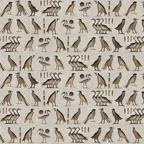 Egyptian birds hieroglyph fabric - wren_leyland - Spoonflower