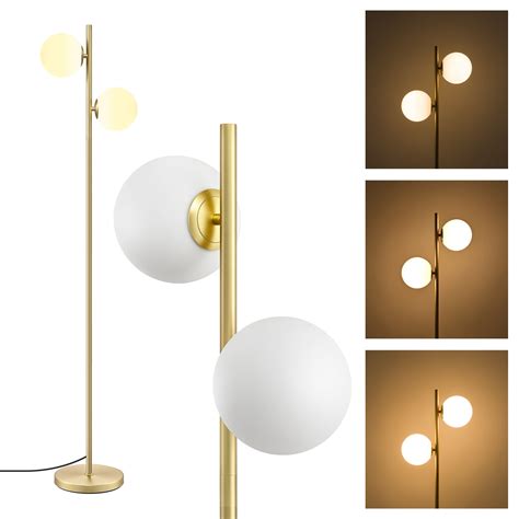 Buy Edishine Modern Globe Led Floor Lamp Dimmable Standing Lamp With 2 Frosted Glass Globe