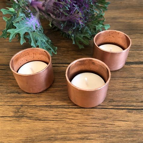 Copper Candle And Plant Holder Set Of 3 Modern Candle Holder Etsy