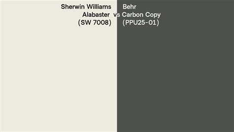 Sherwin Williams Alabaster SW 7008 Vs Behr Carbon Copy PPU25 01