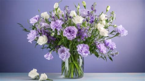 Flores Frescas Roxas E Brancas Em Um Vaso Esquemas De Cores