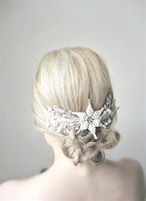 Bridal Ivory Pearl Hair Vinewedding Ivory Flower Headpiece Bridal Pearl Hairvine Pearl