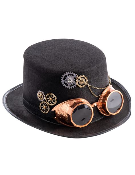 Chapeau Haut De Forme Steampunk En Feutre Avec Lunettes Adulte Achat