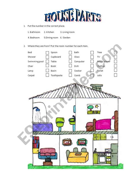 House Parts Test Part 1 ESL Worksheet By Crisoco